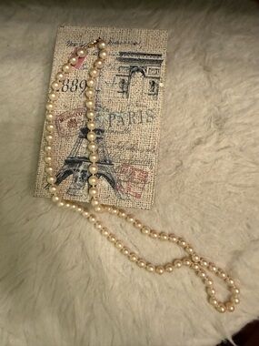 Classic Monet Cream Glass Pearl Hand Knotted Necklace